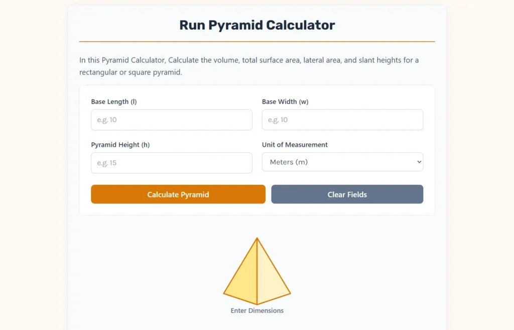 Interface of Pyramid Calculator.