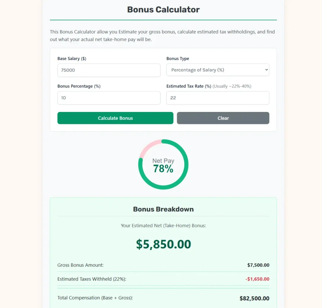 Bonus Calculator Web App.
