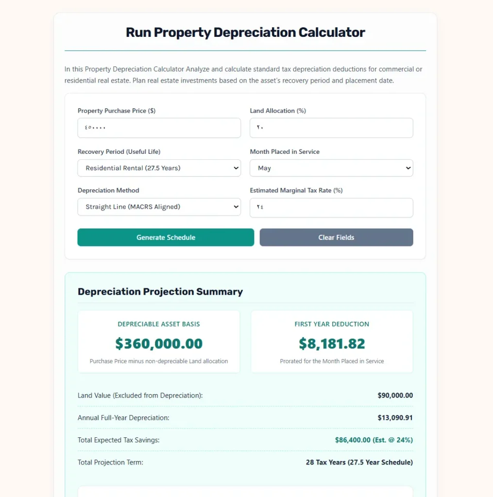 Property Depreciation Calculator Real Estate Web App