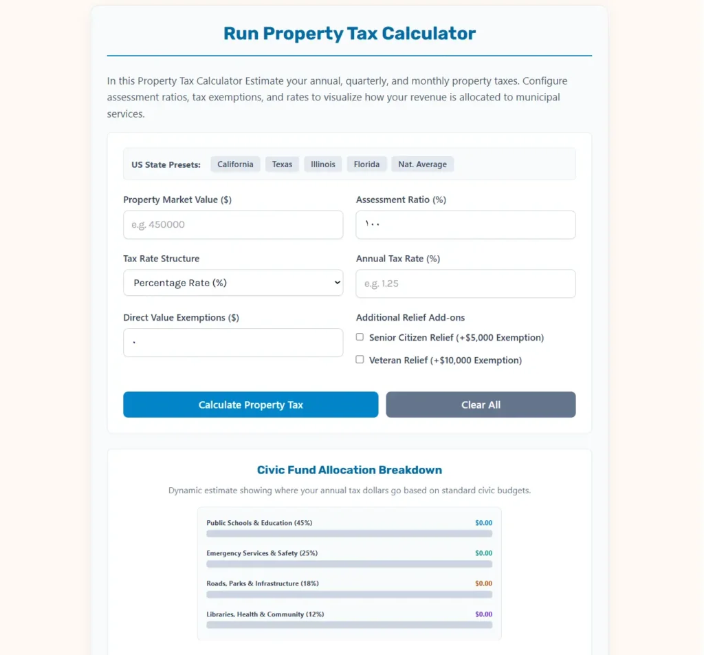Property Tax Calculator Web App.