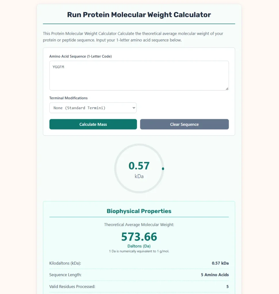 Protein Molecular Weight Calculator
Web App.