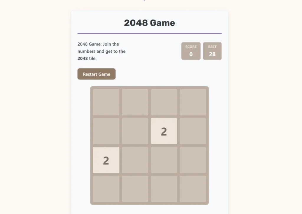 2048 Game – games mathematics 2 Web App.