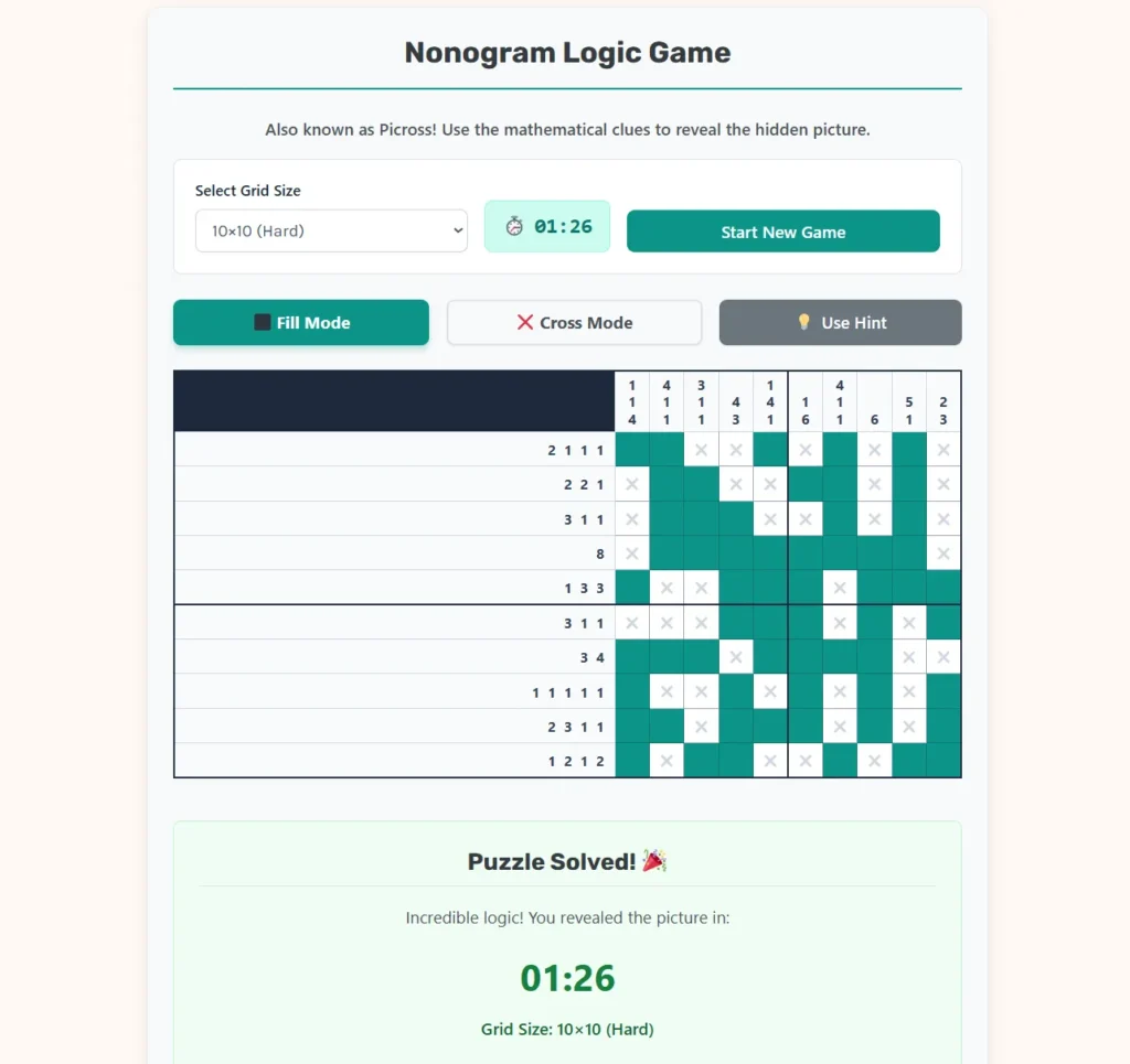 Nonogram math game – Picross online.