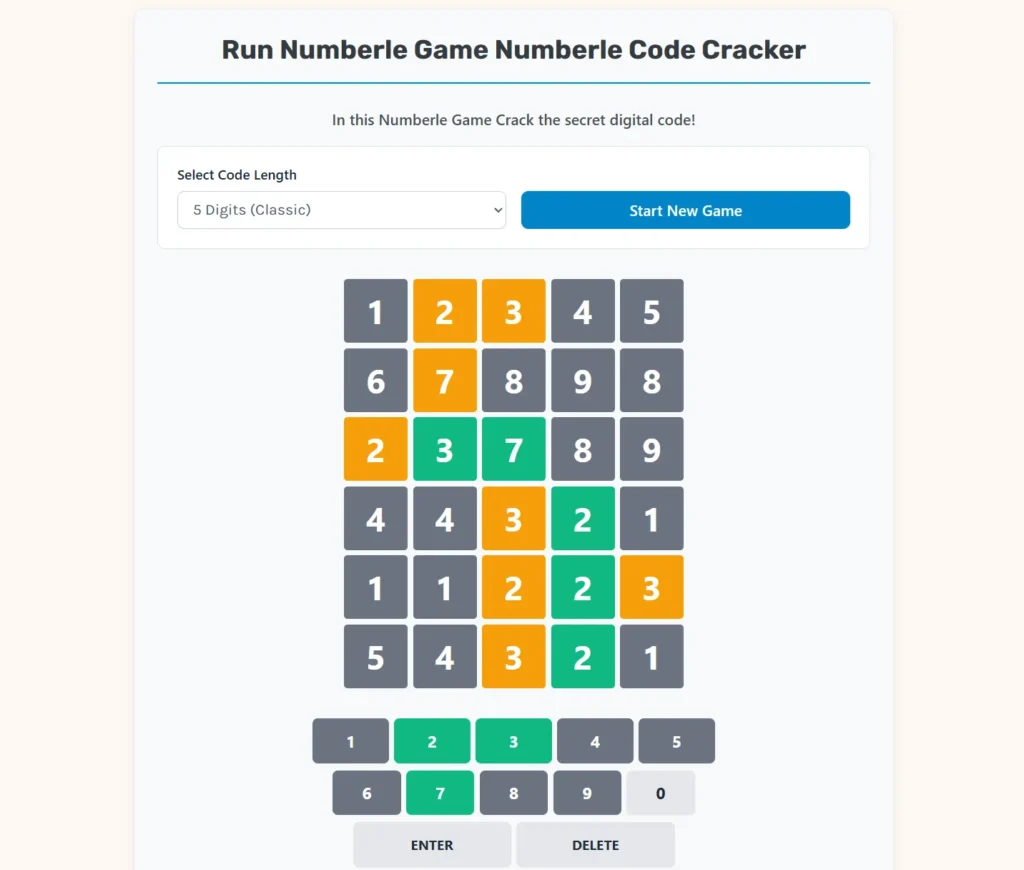 Numberle Game – Numberle Code Cracker Web App.