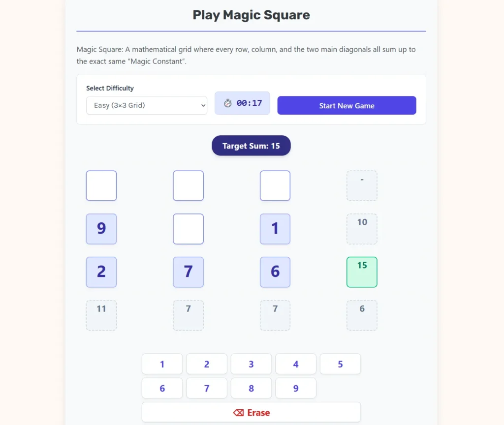 Play Magic Square Online.