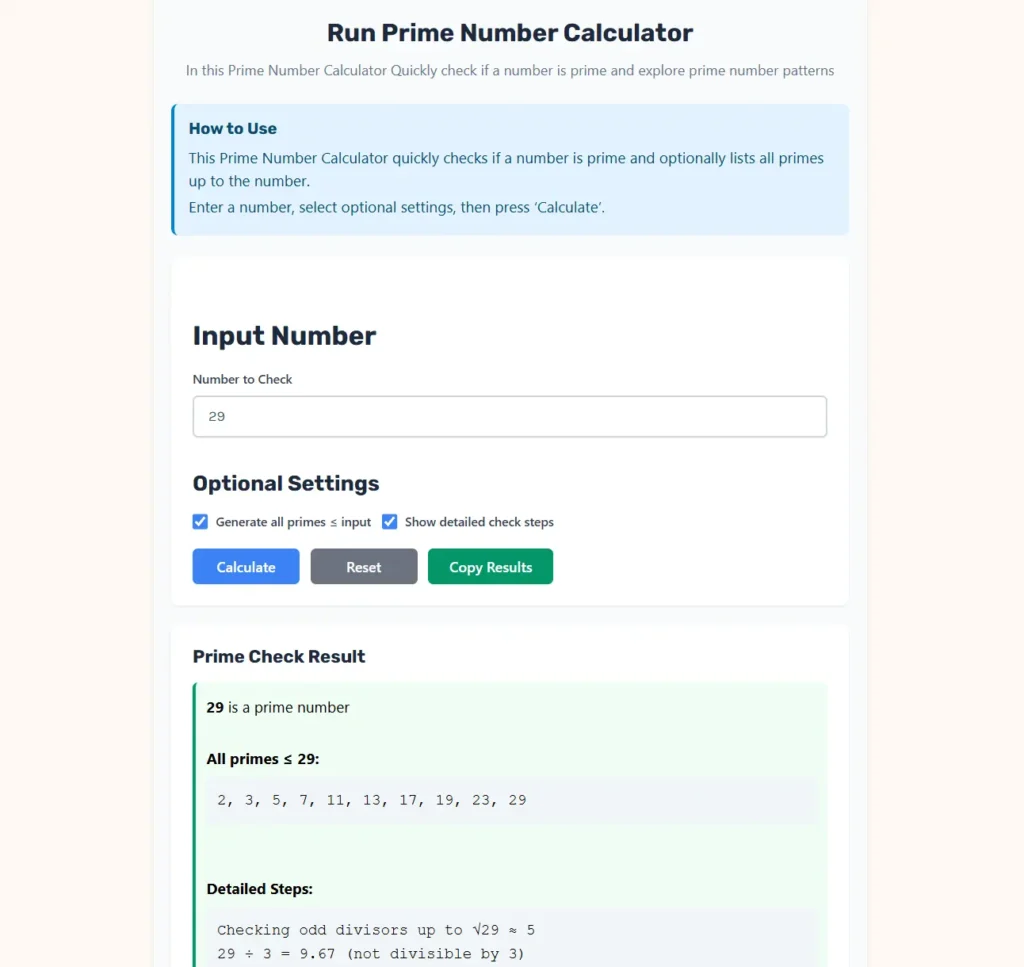 Prime Number Calculator Web App.