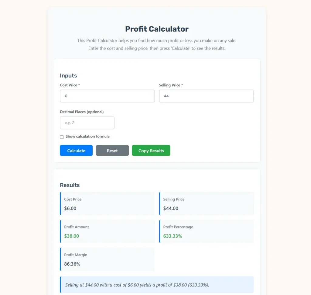 Profit Calculator Web App.