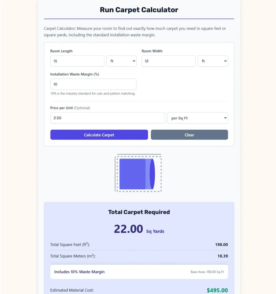 Carpet Calculator Online Web App.